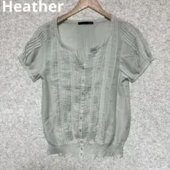 Heather　ミントグリーン ボタン付きブラウス 半袖のサムネイル
