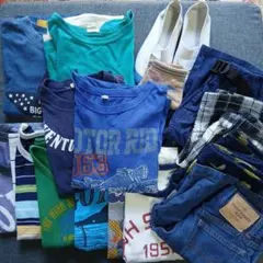 キッズ Tシャツズボンセット 青系 茶系 120