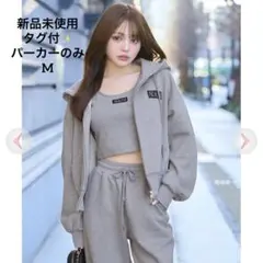 新品タグ付✨ソルニ　ワッペンロゴセットアップ　パーカー グレー　M solni