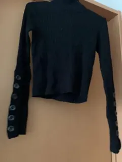 ZARA ブラックリブニット M