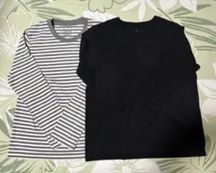 無印良品 ストライプと黒の長袖Tシャツ Mサイズ