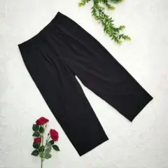 GU ジーユー【L】黒 プルオンワイドパンツ 総ゴムウエスト シンプル ボトムス