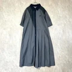 【ビバリーヒルズポログラム】良品✨アシンメトリーシャツワンピース 38 ネイビー