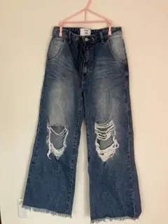 jouetie ジュエティ コードワイドダメージデニム S 青