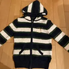Callaway ストライプ フード付きニットブルゾンL