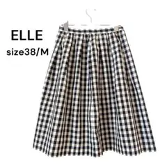 ELLE ギンガムチェック フレアスカート 膝丈 38 M