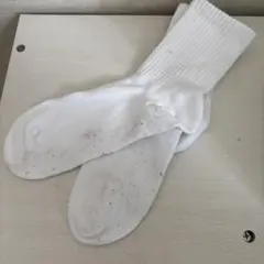 ホワイトリブ編みソックス 使用感あり