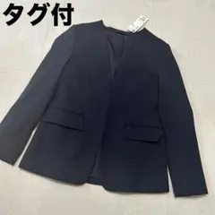 タグ付【GU】ウォッシャブル　ノーカラージャケット　ネイビー　S