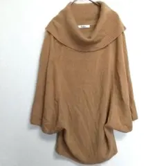 【ニットトップス】ポンチョ風(М)レディース ブラウン