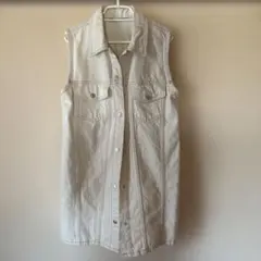 ZARA アイボリーデニムノースリーブベスト