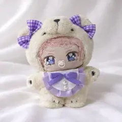 10〜12cm ぬいぐるみ ぬい服 いつぬい スタイ＆リボン3点セット 紫
