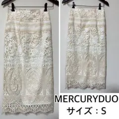 MERCURYDUO❤️配色ケミカルレースタイトスカート　ホワイトのサムネイル