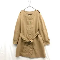 INDIVI : ベルト付ノーカラーコート