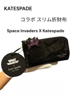 ケイトスペード KI755 財布 スペースインベーダーコラボ エナメル ブラック