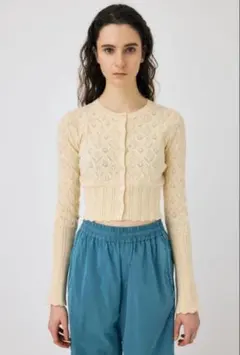MOUSSY　CROCHET KNIT CROPPED カーディガン