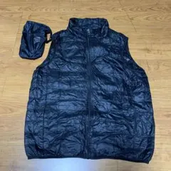 ブラック キルティングダウンベスト L