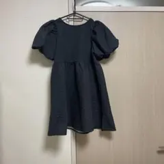 黒 パフスリーブ ミニ丈ワンピース [pp128]