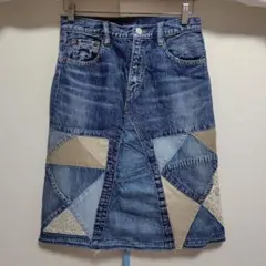DENIM DUNGAREE USED パッチワークスカート