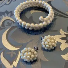 コットンパールブレスレット パールイヤリング セット　フォーマル　セレモニー