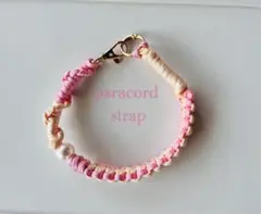 パラコード スマホストラップ ピンク系 パール付き