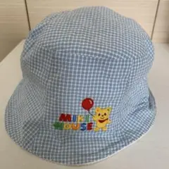 MIKI HOUSE ミキハウス　ベビーハット チェック柄 クマ刺繍のサムネイル