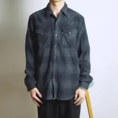 Levi's チェック柄ネルシャツ カジュアル 起毛 ネイビーブルー/EZ161