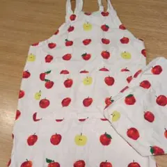 リンゴ柄 キッズエプロン