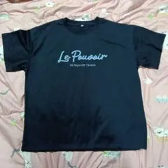 ロゴ刺繍 半袖Tシャツ ネイビー L