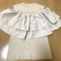 ♡セルフォード♡ノースリーブ ニット フリル付きトップス（くすみピンク）のサムネイル