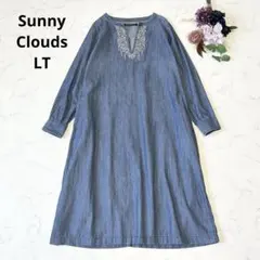 Sunny Clouds サニークラウズ 枝垂れ刺しゅうのデニムワンピース