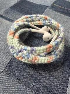 有線イヤホン Cニングタイプ 編み編みイヤホン 手編み　編み物 ファッション