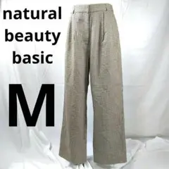 naturalbeautybasicワイドパンツ チェックハイウエストプリーツ⑬