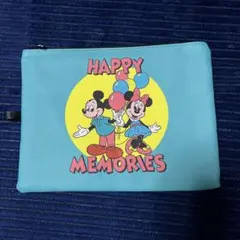 ディズニー　ミッキー  ミニー　レトロ　フラットポーチ