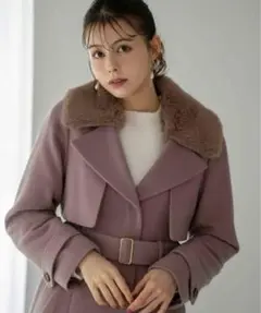 Noela ノエラ ファー付きマルチロングコート ピンク