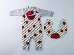 レア■MARL MARL（マールマール）■コラボ■長袖ロンパース■リンゴ柄