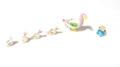 【新品美品】ガラス製 カモの親子 ＆ 女の子 ガラス細工