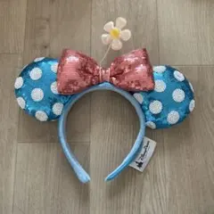 【美品】　カチューシャ　ミニーマウス 海外ディズニー　ブルー スパンコール