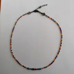 ハンドメイド　カラフルビーズネックレス 調整可能