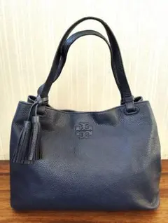 トリーバーチ　テア　センタージップトートバッグ　ハンドバッグ　レザー　ネイビー