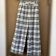 チェック柄ワイドパンツ