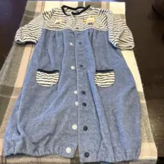 ロンパース・カバーオール 青色 ストライプ50-60センチ