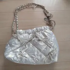 shein ホワイトギャザーショルダーバッグ