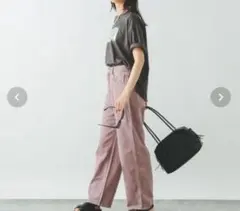 ピンク ハイウエスト デニムパンツ