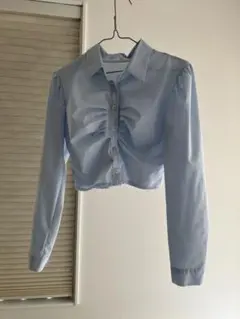 New Rainbow 水色 クロップドシャツ 長袖