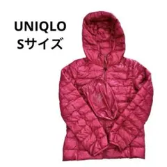 UNIQLO ピンク フード付き ウルトラライト ダウン Sサイズ 収納袋付