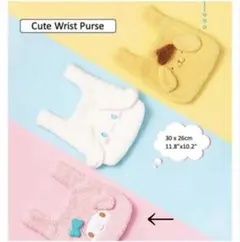 マイメロポムポムプリンハンドバッグランチトートバッグファーもこもこボア韓国エコ