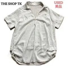 【美品】THE SHOP TK ウエストタックチュニック ストライプ Fサイズのサムネイル