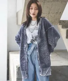 ★JEANASIS ジーナシス コットンリバースダイダメージVカーディガン