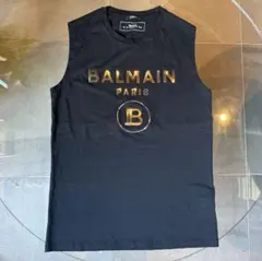 BALMAIN バルマン メタリック ロゴプリント ノースリーブ メンズ