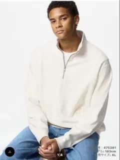 UNIQLO ユニクロ スウェットハーフジップシャツ オフホワイト